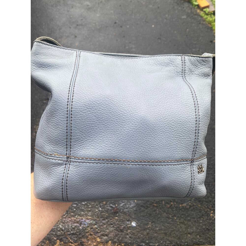 The Sak "De Young" Slouch Hobo Bag Blue Leather Shoulder purse - Picture 2 of 5